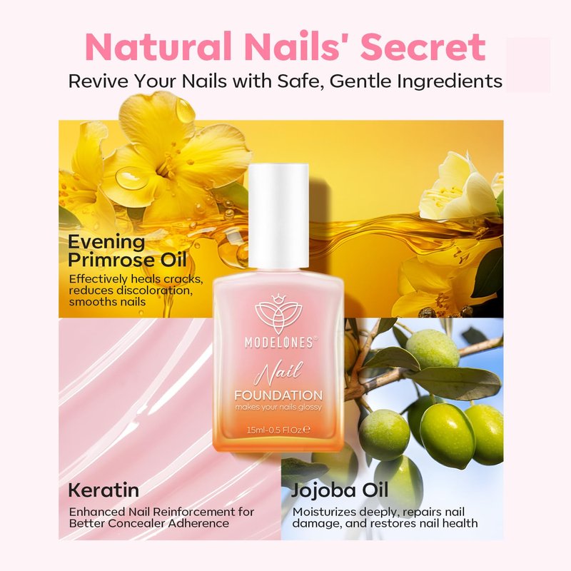 Modelones Nail Strengthener Jelly | Extra Strong Pink & Purple Nail Polish for Damaged Nails