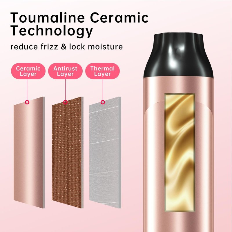 Hahahope Professional 2 Inch Curling Iron with Clamp - Large Barrel Curling Wand for Long Hair, Dual Voltage, Adjustable Heat Settings, Lightweight Design Rose Gold