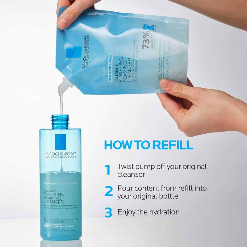 La Roche-Posay Toleriane Purifying Foaming Facial Cleanser,Niacinamide+Ceramides+Prebiotic Thermal Water,Oil Free Face Wash For Oily Skin,Pore Cleanser Safe For Sensitive Skin, Soap Free,(Pack of 2)