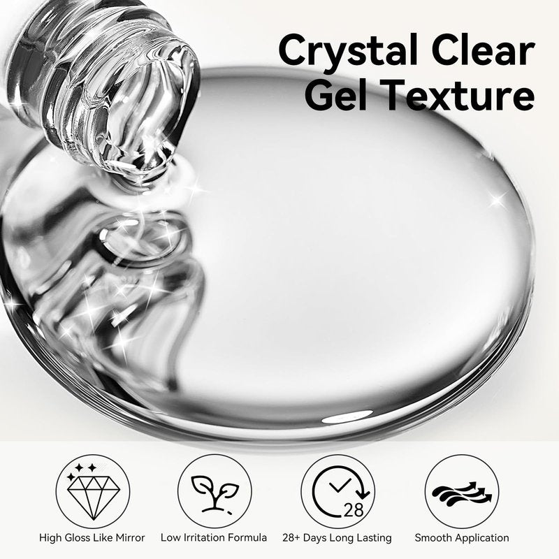 Born Pretty Gel Base and Top Coat Set,2PCS No Wipe Glossy Base Top Coat Gel Nail Polish,Upgraded Formula for Long Lasting Glossy Manicure,Soak Off No More Damaged Nails
