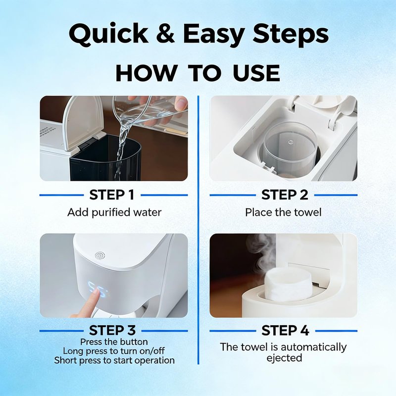 Automatic Hot Face Towel Warmer Machine with 5-Second Heating, 55°C Constant Temperature & Smart Voice Control - Portable Disposable Towel Dispenser for Spa, Home Salon (1 pcs+40Pcs Towels)