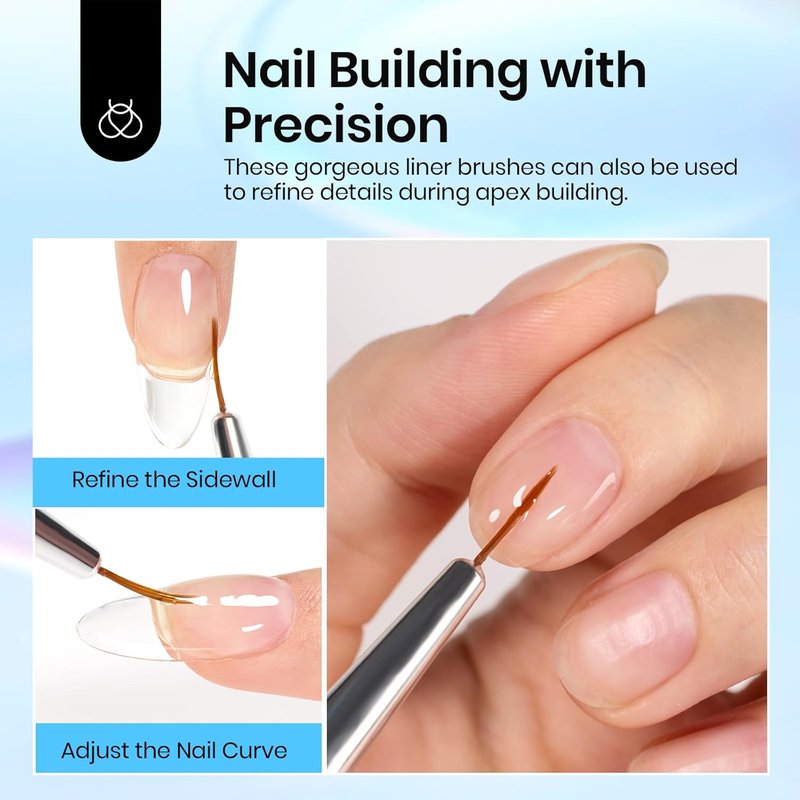 Beetles Nail Art Brushes Set - 5 Pcs Liner Brushes & 15ml Clear Blooming Gel Polish for Marble Effect