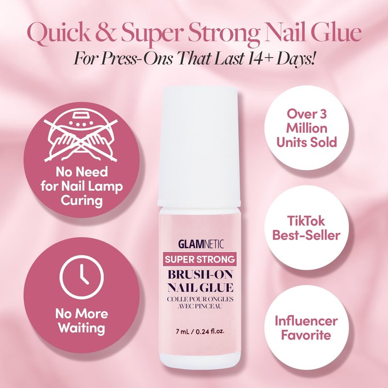 Glamnetic Brush-On Nail Glue & Odorless Remover | Super Strong, No Acetone, Gentle Formula