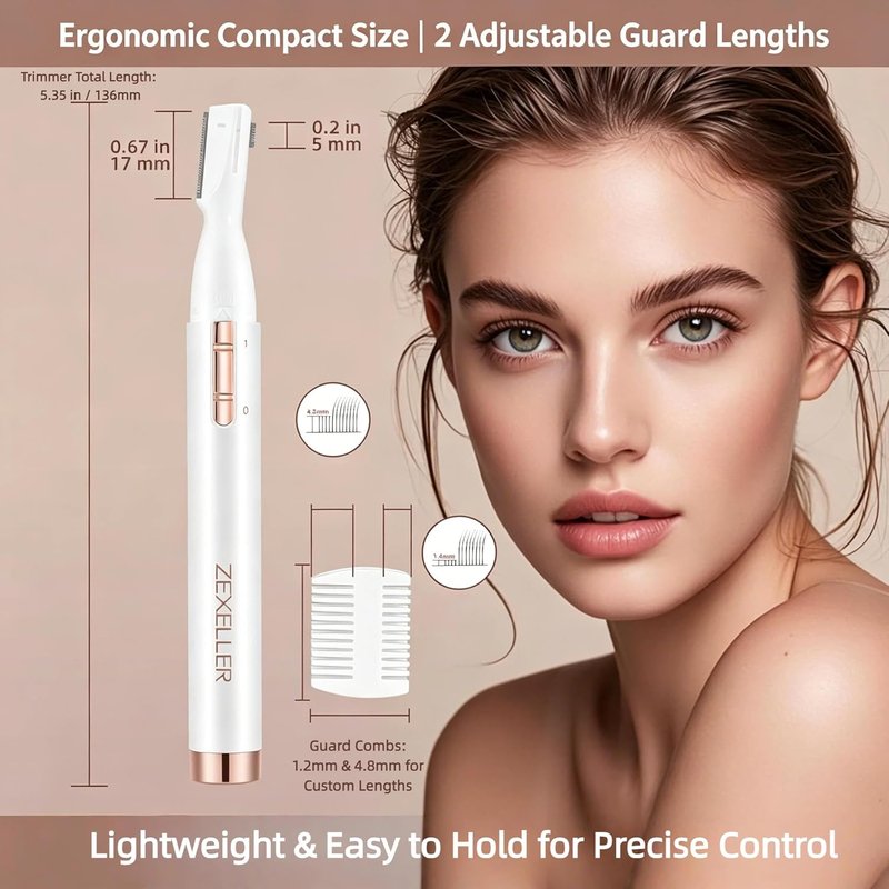 Skiennix Eyebrow Trimmer - Precision Electric Razor for Painless Facial Hair Removal | Adjustable Comb & Washable Blade