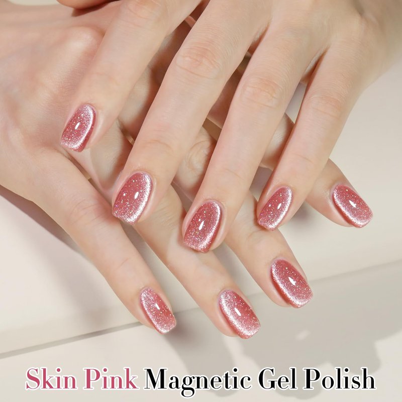 Double Rhythm 15ML Ice Glass Cat Eye Gel Polish with Magnet Holographic Glitter Shimmer Translucent Sheer Color Salon Soak Off Magnetic Nail at Home