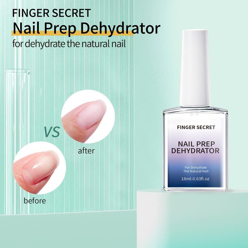 Nail Dehydrator | Nail Prep Professional Acid-Free Formula - Fast-Drying Bonder & Primer Base Coat for UV Gel Polish, Acrylic Nails & Natural Nails - Long-Lasting Manicure Adhesion Solution, 0.6 oz