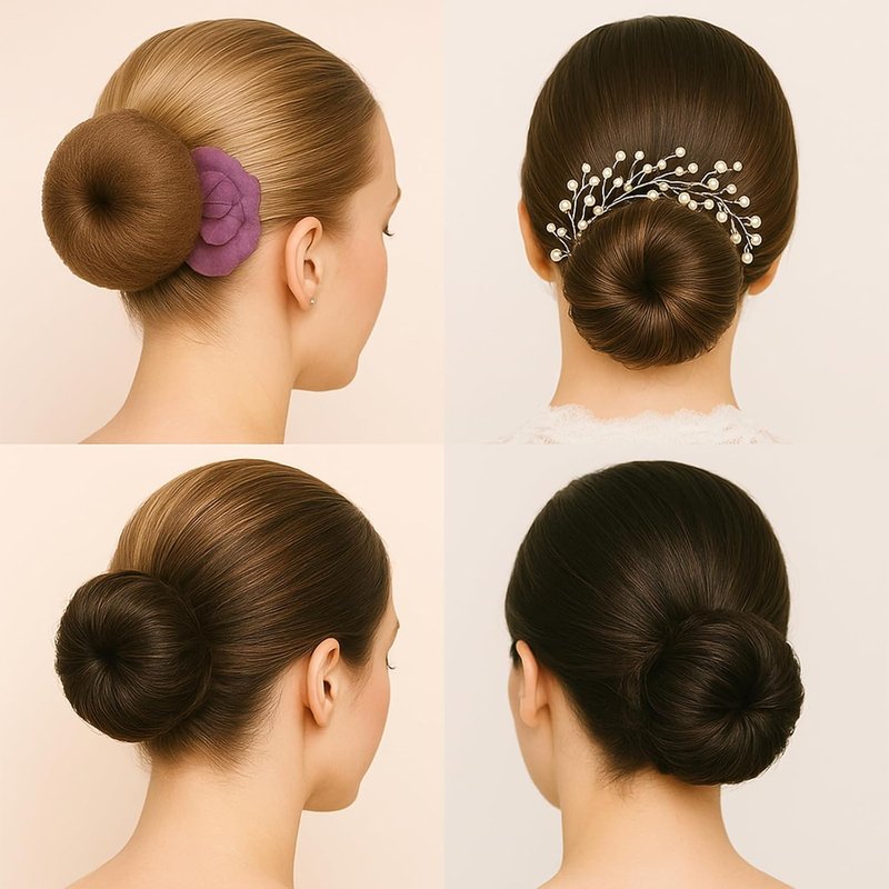 Skiennix Hair Bun Maker Set - 3 Pcs Black Donut Tool for Kids & Women | Includes 3 Elastic Bands (Medium)