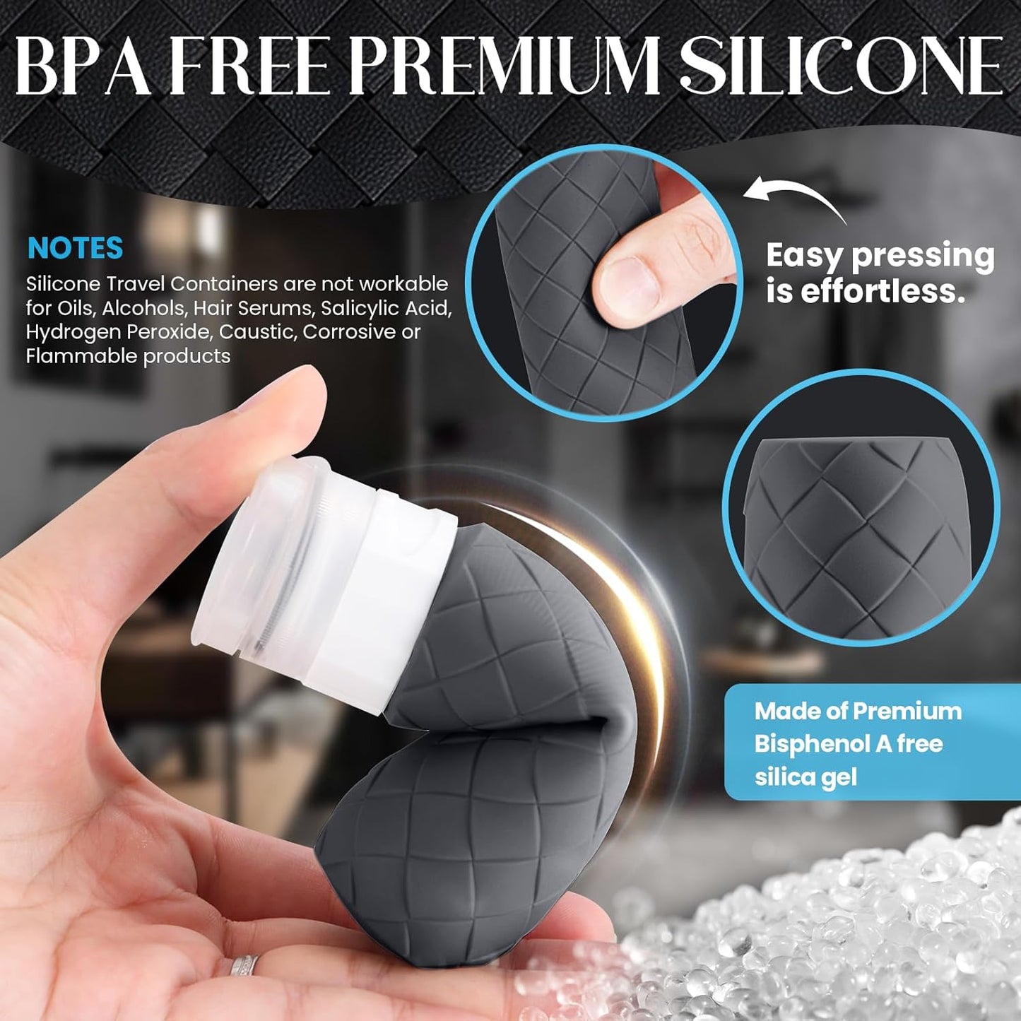 Travel Bottles for Toiletries - TSA Approved Silicone Containers | BPA Free, Leak Proof, Refillable - Navy Blue