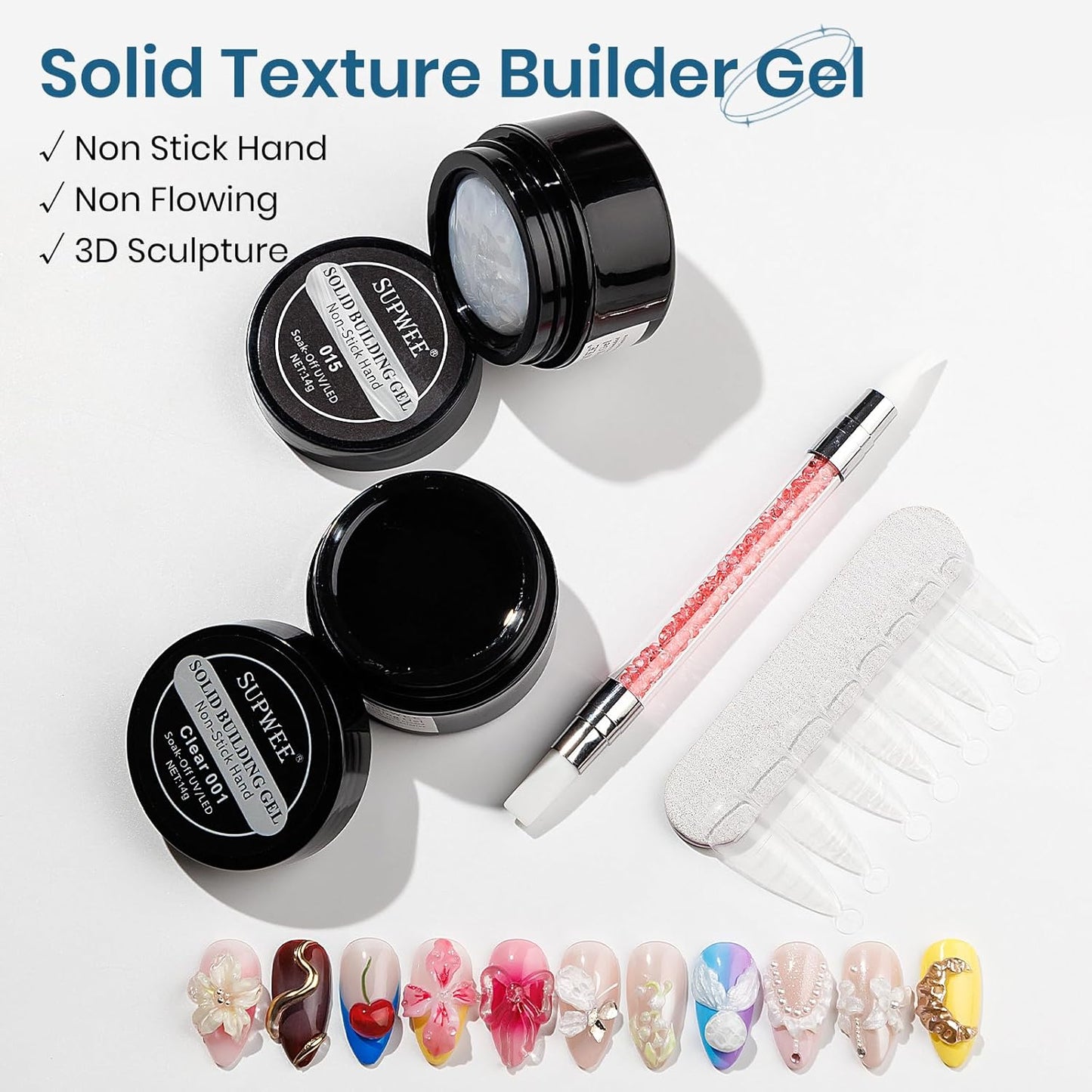 Skiennix Nail Extension Gel - 3D Hard Gel for Art & Sculpture | Pearl White Color for DIY Manicure
