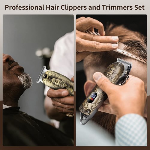 Suttik Professional Hair Clippers for Men Beard Trimmer Set with Case, Cordless Barber Clippers for Hair Cutting Grooming Kit, Rechargeable, LCD Display,Gift for Men