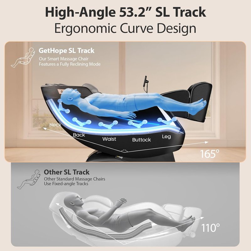 4D Massage Chair - Full Body Zero Gravity Recliner with 10 Modes, 32 Airbags & AI Voice | 53.2" SL-Track Design