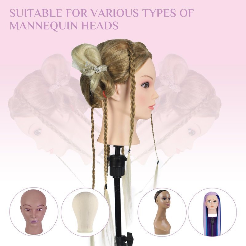 Mannequin Head with Hair with Tripod Stand - 28" Cosmetology Mannequin Head with Stand, Doll Head for Hair Styling Braiding Practice Manikin Head with Tripod Set, Ombre Golden