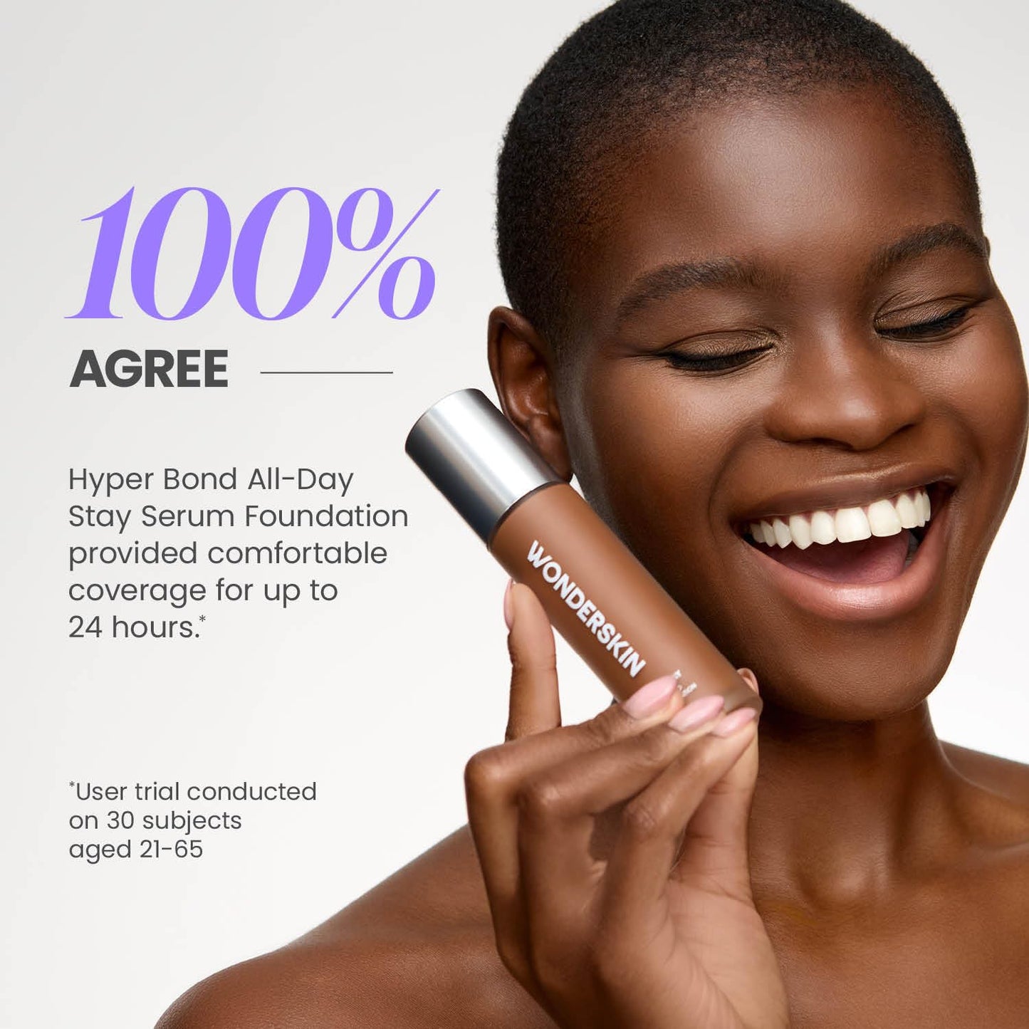 Wonderskin Hyper Bond All-Day Stay Serum Foundation – Waterproof, Transfer-Proof, 24HR Longwear Face Makeup with Niacinamide & Hyaluronic Acid – Lightweight, Natural Finish (Bliss)
