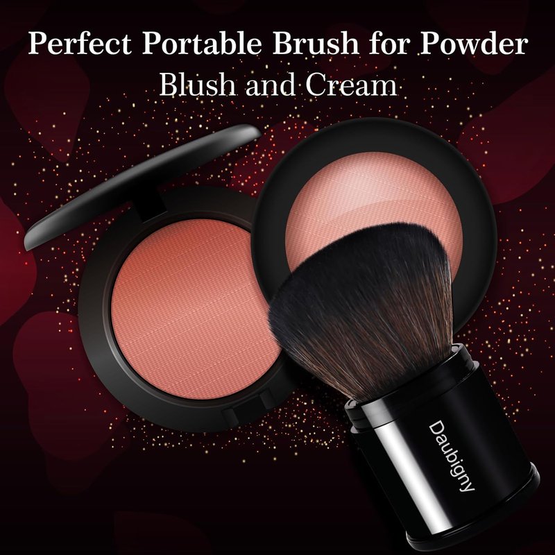 Daubigny Retractable Kabuki Makeup Brush - Travel-Friendly Powder Brush for Blush & Bronzer