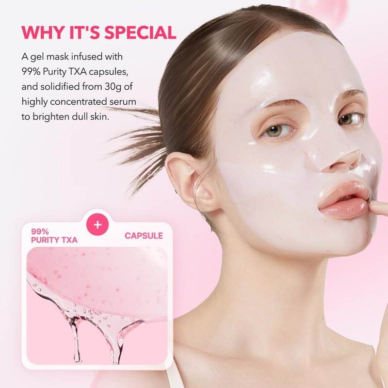 APRILSKIN TXA Pink Capsule Gel Mask - Overnight Face Mask for Glass Glow Skin | 99% Tranexamic Acid, Hydrating & Firming | 30g x 4ea