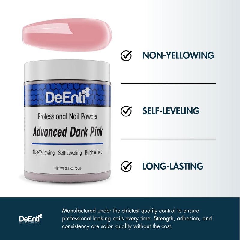 DeEnti Acrylic Nail Powder - 2oz Dark Pink|Professional Grade, Bubble-Free Acrylic Powder for Nails | Long-Lasting, Chip-Resistant Nail Acrylic Powder for Carving, Extensions & Fake Nails