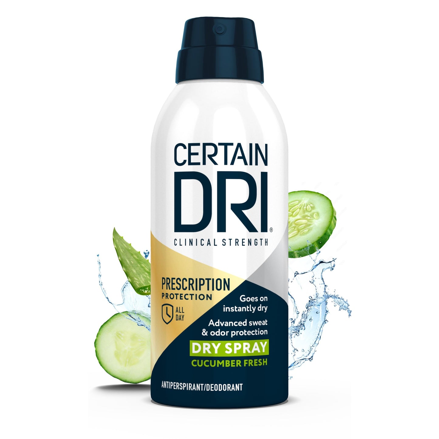 Certain Dri Prescription-Strength Clinical Antiperspirant Dry Spray - 72-Hr Sweat & Odor Protection for Excessive Sweating & Hyperhidrosis - Cucumber Fresh Scent for Men & Women - 4.2 oz