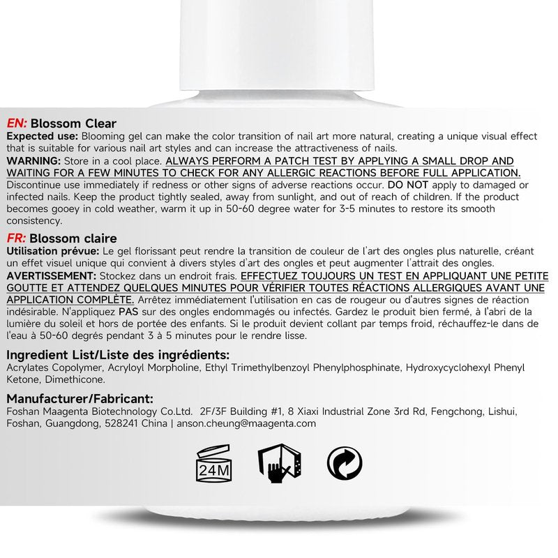 Nicedeco Hema Free Nail Blooming Gel 15ml Cruelty Free Vegan Clear Blossom Gel Polish for Spreading Effect Marble Watercolor Floral Print for DIY Nail Art