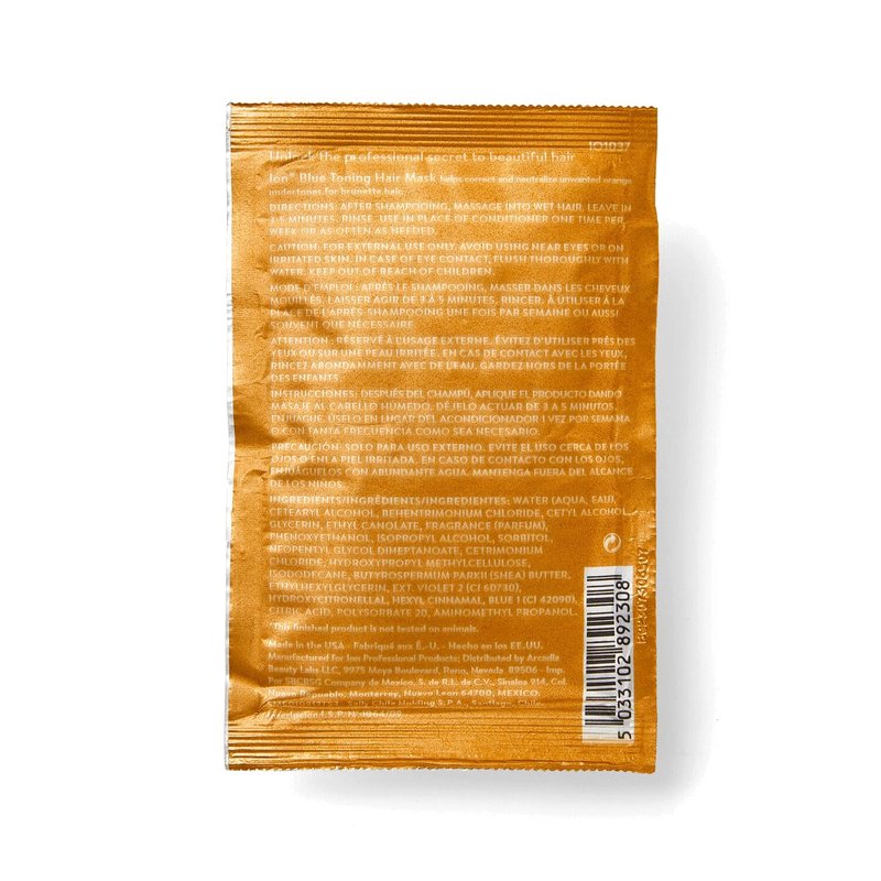 Ion Brunette Blue Toning Mask, Antibrass, Corrects and neutralizes orange undertones Ultra pigmented 1 Oz