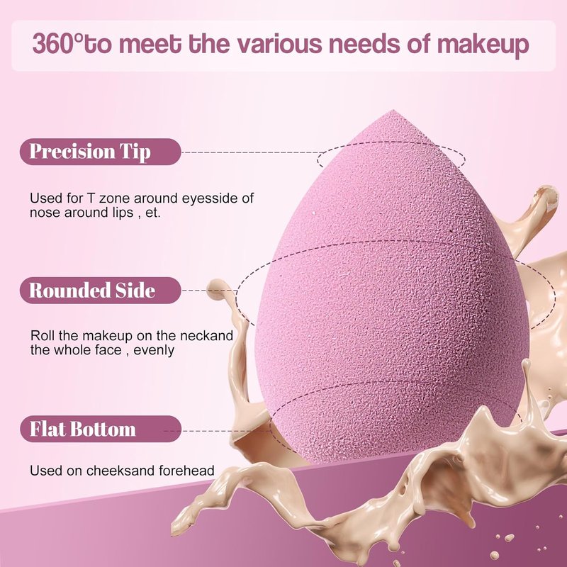 Makeup Sponge Set - 14 Pcs Triangle Puff for Liquid, Cream & Powder | Multi-Colored with Case