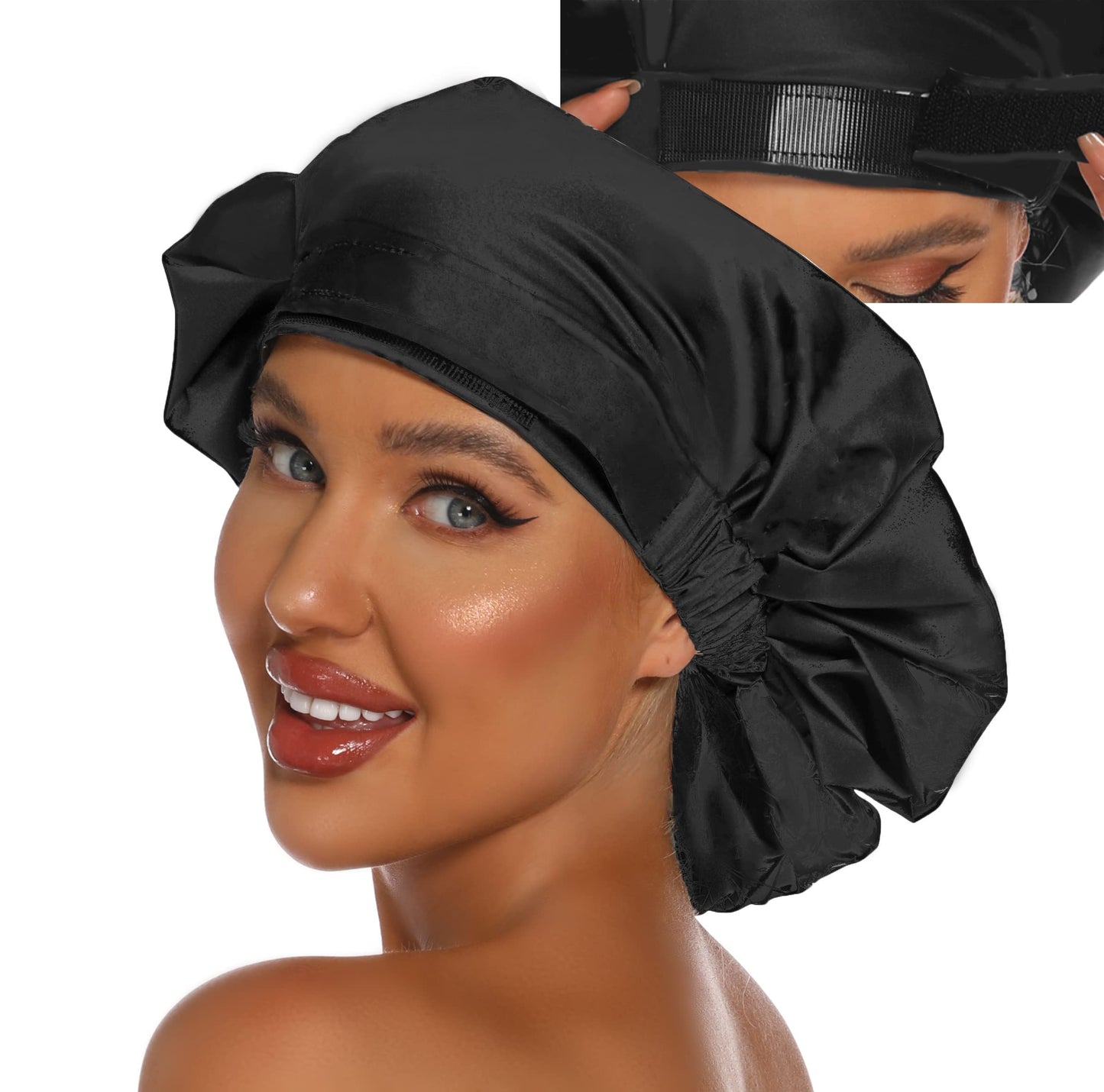 HIUMI Shower Cap for Women Large Shower Cap for Long Hair Cute Reusable Shower Caps Waterproof Bath Cap