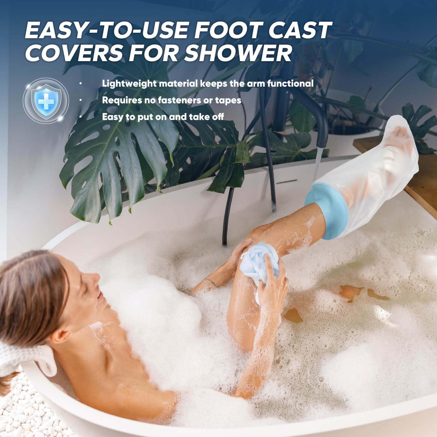 Xuzzry Waterproof Foot Cast Cover for Shower, Ringless Silicone Seal, Reusable Adult Ankle Cast Protector Bag for Surgery Wound Bandage Burns Recovery [2026 Upgraded]