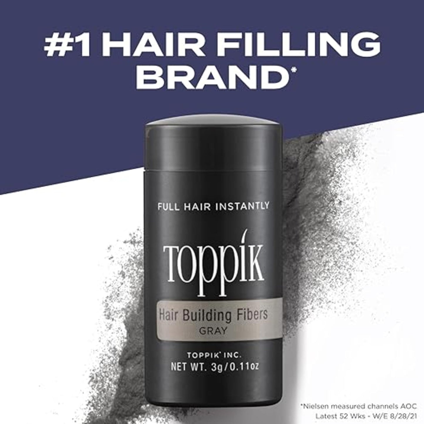 Toppik Hair Building Fibers, Gray, 12g Fill In Fine or Thinning Hair, Instantly Thicker, Fuller Looking, 9 Shades for Men & Women, Keratin Protein Formula