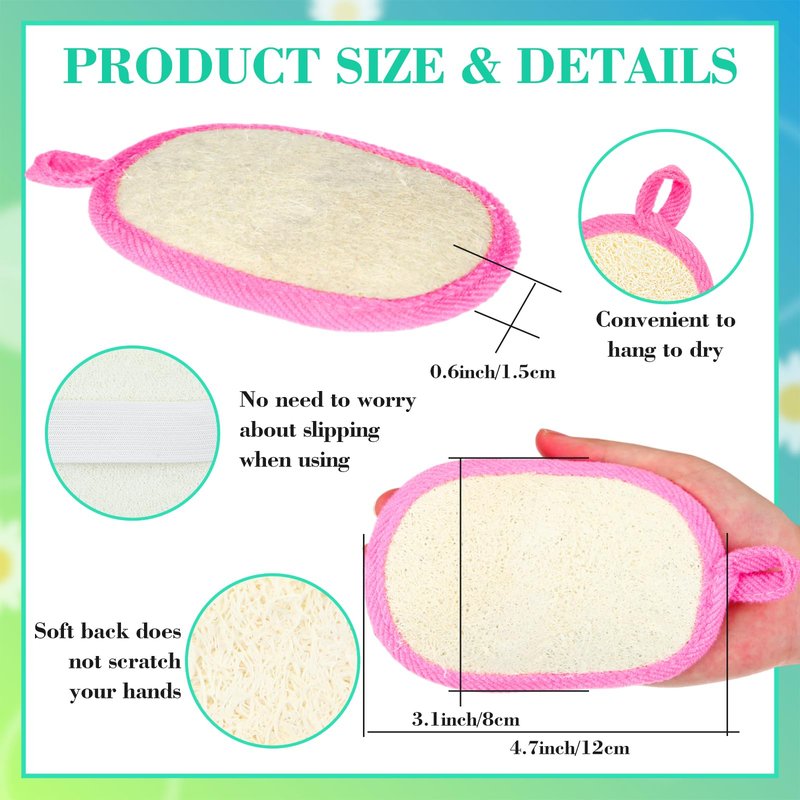 Boao 24 Pcs Loofah Pack Loofah Pads Bulk for Facial Exfoliating Body Bath Shower Mini Sponge Pads Natural Scrubber Brush for Men Women Spa and Travel(White, Coffee, Black, Pink)