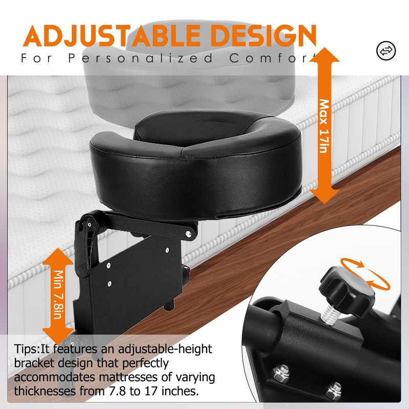 Nzxwrhb Home Use Sleeping Mattress Top Massage Kit-Adjustable Headrest for Bed Face Down Pillow Cradle After Eye Surgery-Turn Your Bed into a Massage Table (Black)