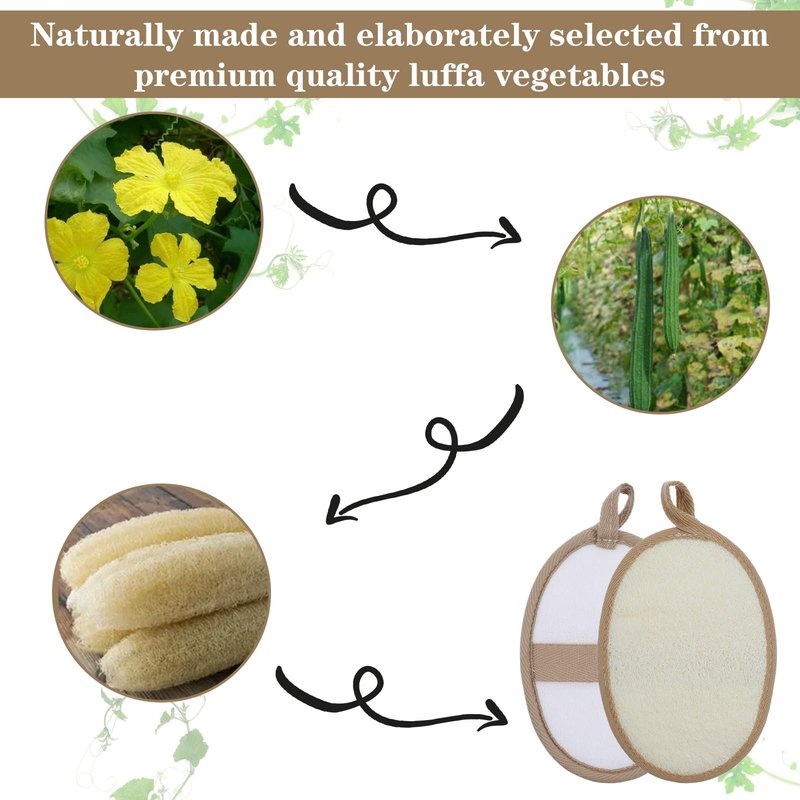 2 Pcs Loofah Sponge Natural Body Scrubber Loofahs for Shower Exfoliator Natural Lufa Bath Scrub Loofa Sponge Pad, Large Lufas for Men and Women Loufa Luffa Beige