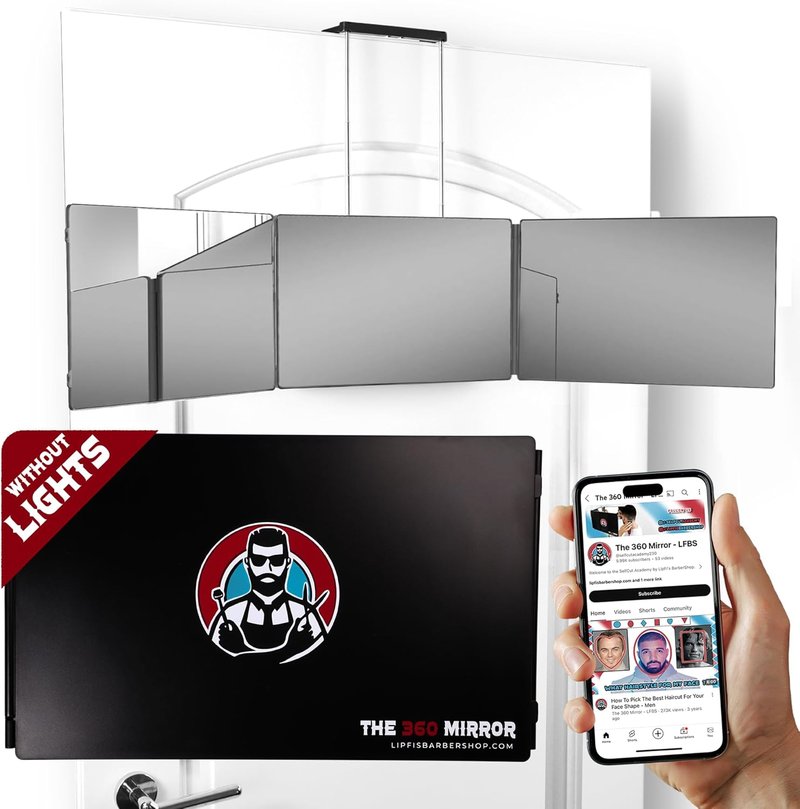 360 Mirror - Adjustable 3-Way Trifold Mirror for Self Hair Cutting | Perfect for Men & Women