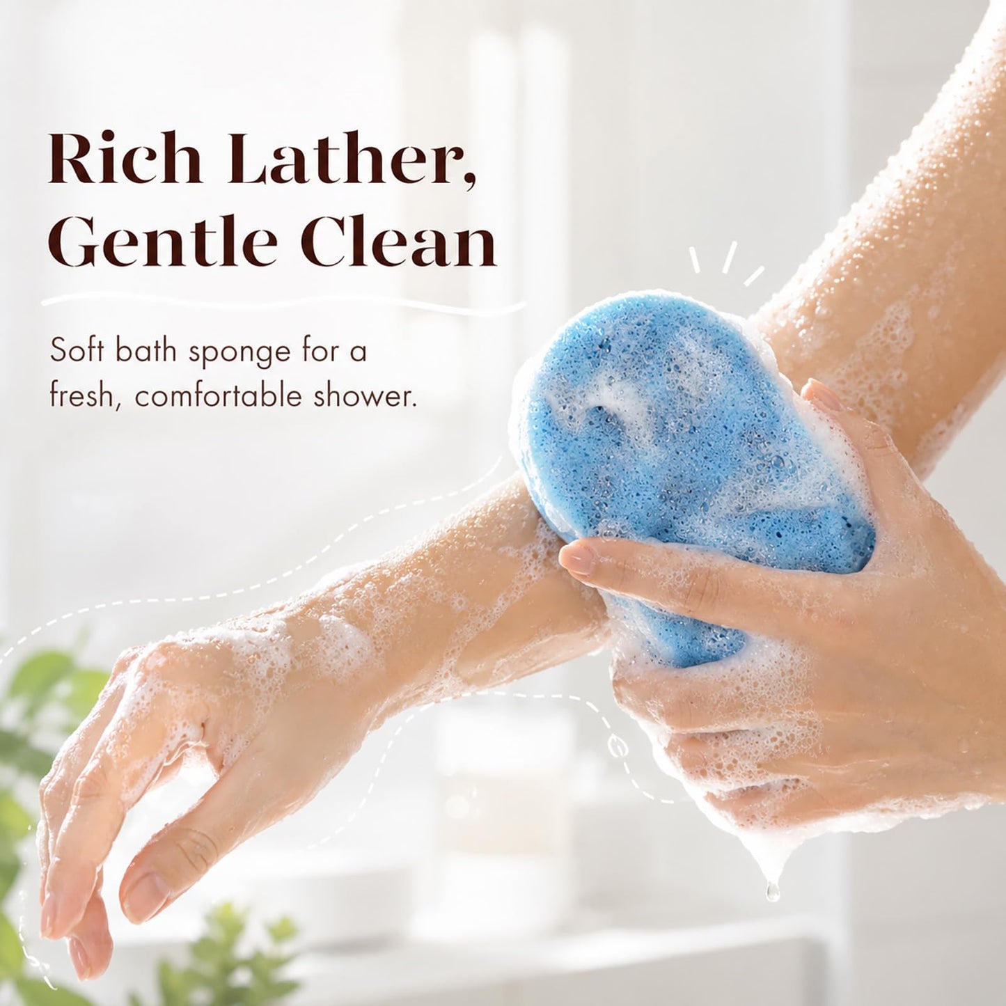 Soft Shower Sponge 3 Pack, Bath Sponge for Body, Gentle Exfoliating for Daily Cleansing