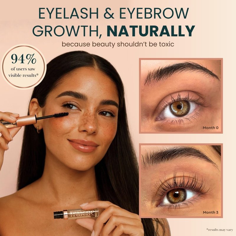 Live Fraiche Organic Castor Oil Lash Serum for Hair Growth, Eyebrow Eyelash Growth Serum, 100% Pure Cold Pressed Hexane Free (2oz Glass Bottle + FILLED Mascara Tube)