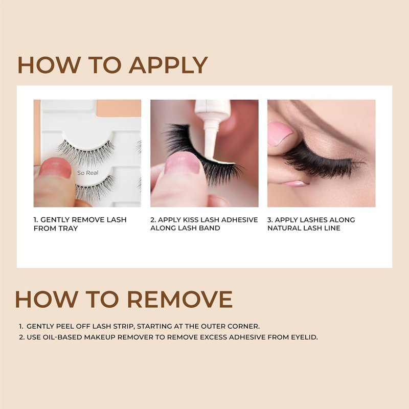KISS False Eyelashes Multipack - 'Bare Affair' 12mm | Superfine Band, Reusable & Comfortable Strip Lashes (4 Pairs)