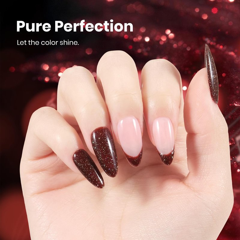 Beetles Glitter Gel Nail Polish - 15ml Stay Shining Hazelnut Brownie Gel Polish Holographic Glitter Nail Art Uv Led Home Salon Long-Lasting Soak-Off Gel Gift for Women