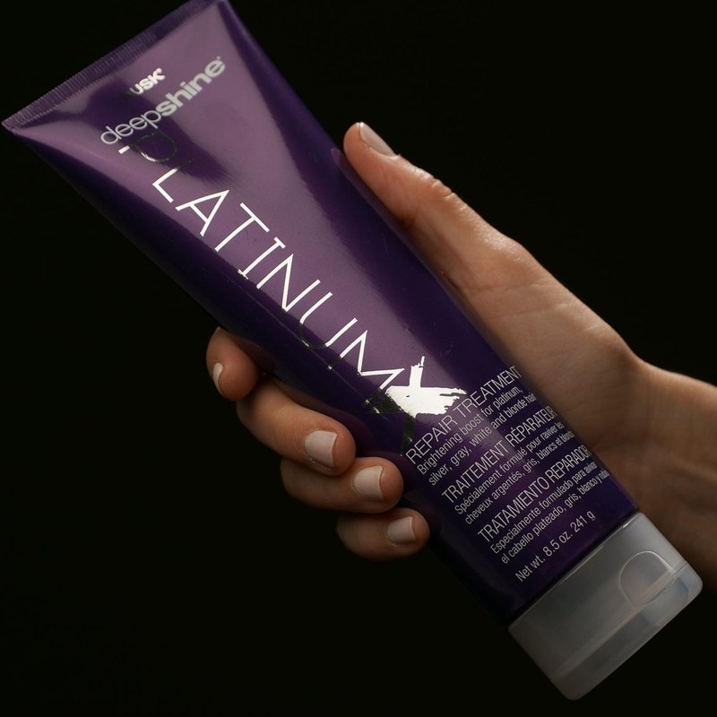 RUSK Deepshine PlatinumX Repair Treatment, Repairs and Moisturizes Chemically Treated or Damaged Hair, Adds Shine to Platinum, Blonde, Gray, and Silver Hair, 8.5 oz