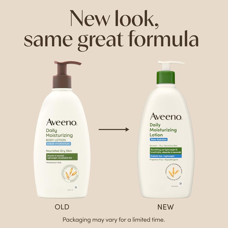 Aveeno Sheer Hydration Daily Moisturizing Lotion - Fragrance-Free, Lightweight & Fast-Absorbing, 18 fl. oz
