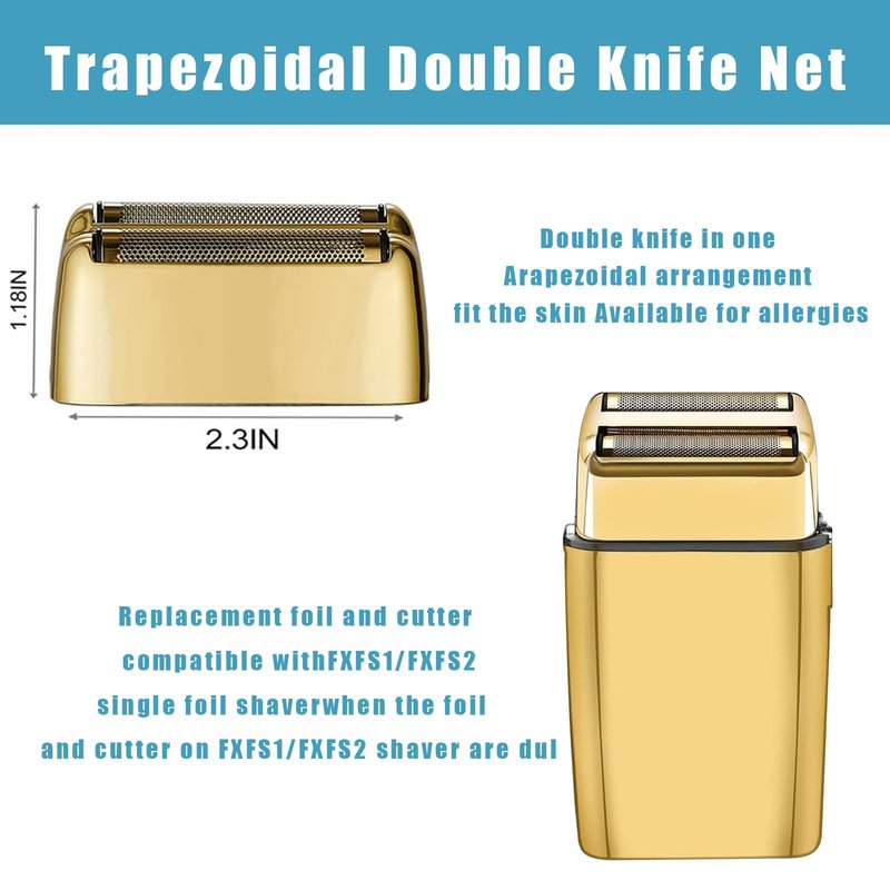 Shaver Replacement Foil and Cutters compatible with BaBylissPRO FXFS2 Electric Razors, Shaver Replacement Head compatible with BaBylissPRO Double Foil Shaver (Gold 2)