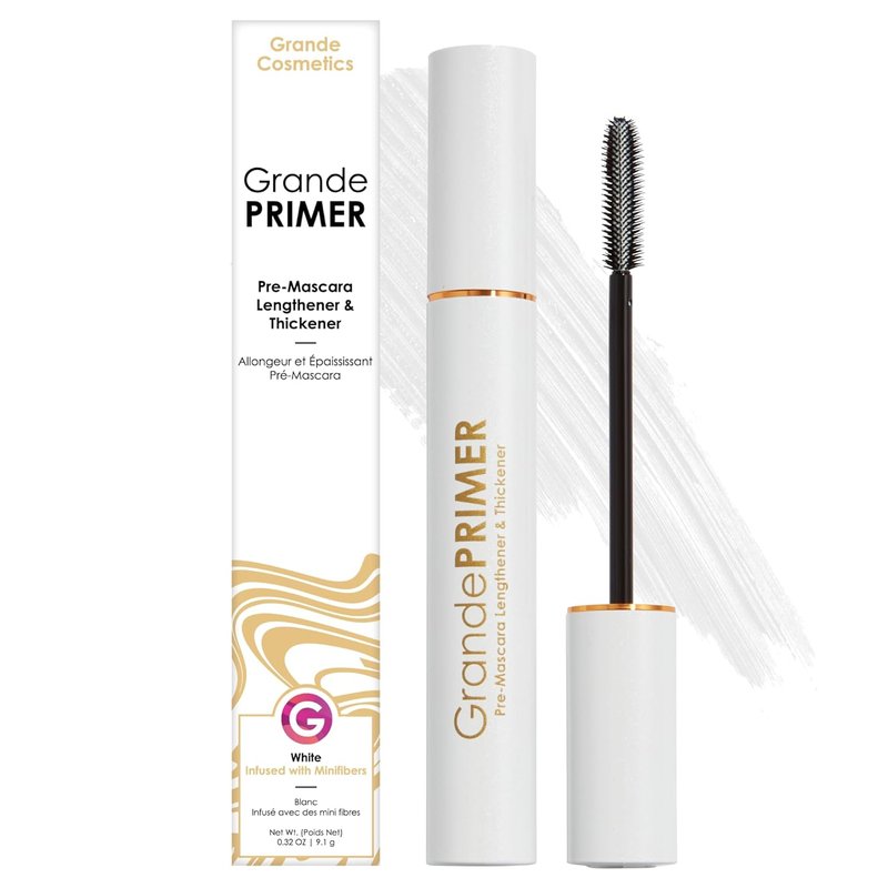 Grande Cosmetics GrandePRIMER Pre-Mascara Lengthener & Thickener with Peptides - Smudge-Proof & Water-Resistant Formula for Longer, Thicker Lashes (0.32 oz)