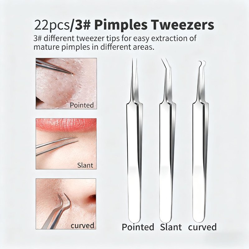 22 Pcs Pimple Popper Tool, Blackhead Remover Acne and Zit Comedone Extractor Kit