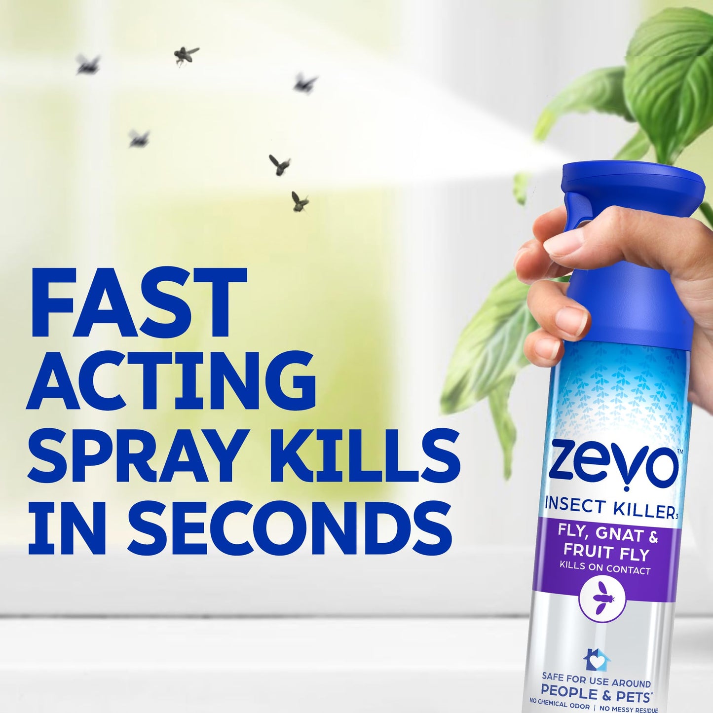 Zevo Flying Insect Killer Spray - Fruit Fly, Gnat, Fly & Mosquito Bug Spray for Home Use with Rosemary & Cornmint Oil - Indoor & Outdoor Use (2 Bottles)