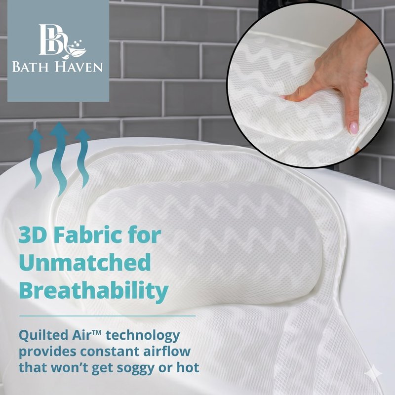 Bath Pillow Bathtub Pillow Back Neck Support Pillow, Spa Cushion for Tub