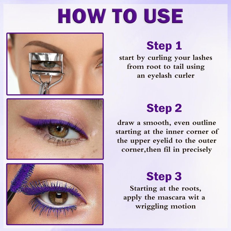 LZXLUKGIR Blue Mascara and Eyeliner Set,Natural Curling Blue Mascara for Eyelashes,Volumizing Lengthening máscara de pestañas Waterproof,5D Colored Eye Makeup