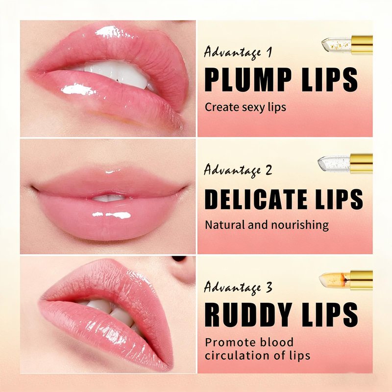 ETUIH Color Changing Lipstick, Gold Crystal Color Changing Lipstick, Transferproof Colors Changings Transparente Lipsticks, Long Lasting 24 Hours, Moisturizing Lip Balm