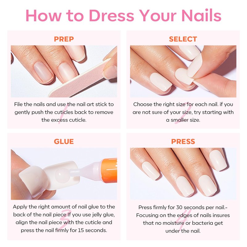 modelones Short Press on Nails, Oval Fake Nails Kit Press Ons with Nail Glue, Adhesive Tabs, Nail File, Prep Pad, Manicure Stick, Pink, 32Pcs 16 Sizes, Spring Women Girl Gift
