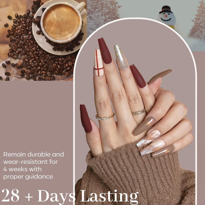 modelones Gel Nail Polish Set, 6 Colors Nude Brown Gel Polish Kit Glitter Champagne Gold Burgundy Wine Dark Red Nail Polish Soak OFF LED Manicure Nail Art DIY Home Salon Gift for Women