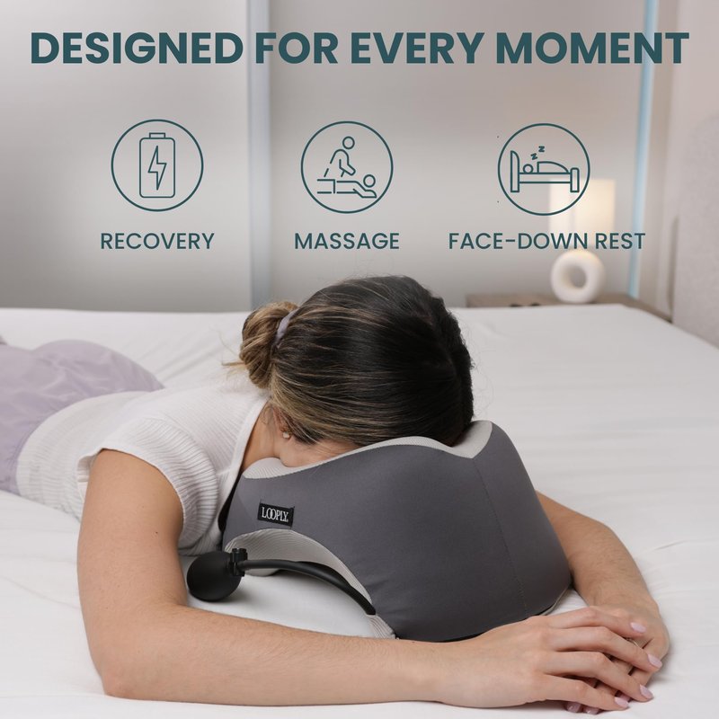 Face Down Pillow for Massage - Massage Headrest Face Cradle for Bed - Adjustable Height Massage Pillow Face Down with Breathable Design - Stomach Sleeping Pillow - Includes 2 Washable Pads