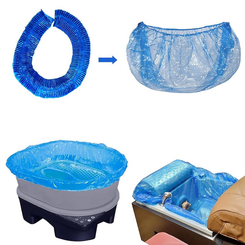 400 PCS Disposable Pedicure Spa Chair Liners – Durable Blue Elastic Foot Bath Bags for Salon Tubs and Foot Massage Treatments