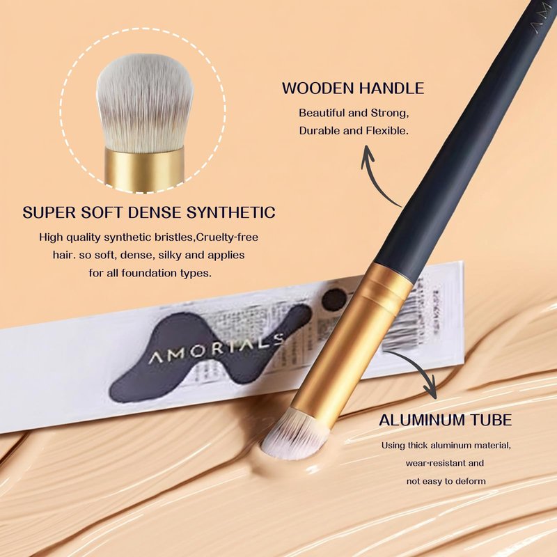 AMORTALS Concealer Brush, Small Round Under Eye Concealer Brush for Dark Circles, Dense Makeup Brushes for Liquid & Cream, Seamless Blending Tool