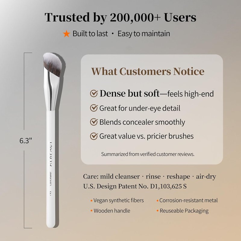 Albeaut Concealer Brush, Angled Under Eye Makeup Small Foundation Precision Face Blending Brush (193 concealer brush), 1pc